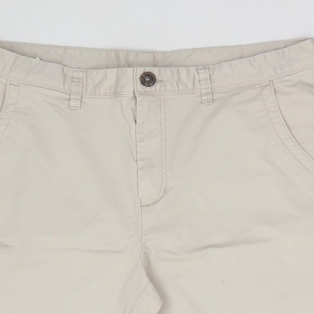 Dunnes Stores Mens Beige Cotton Chino Shorts Size 36 in L11 in Regular Zip