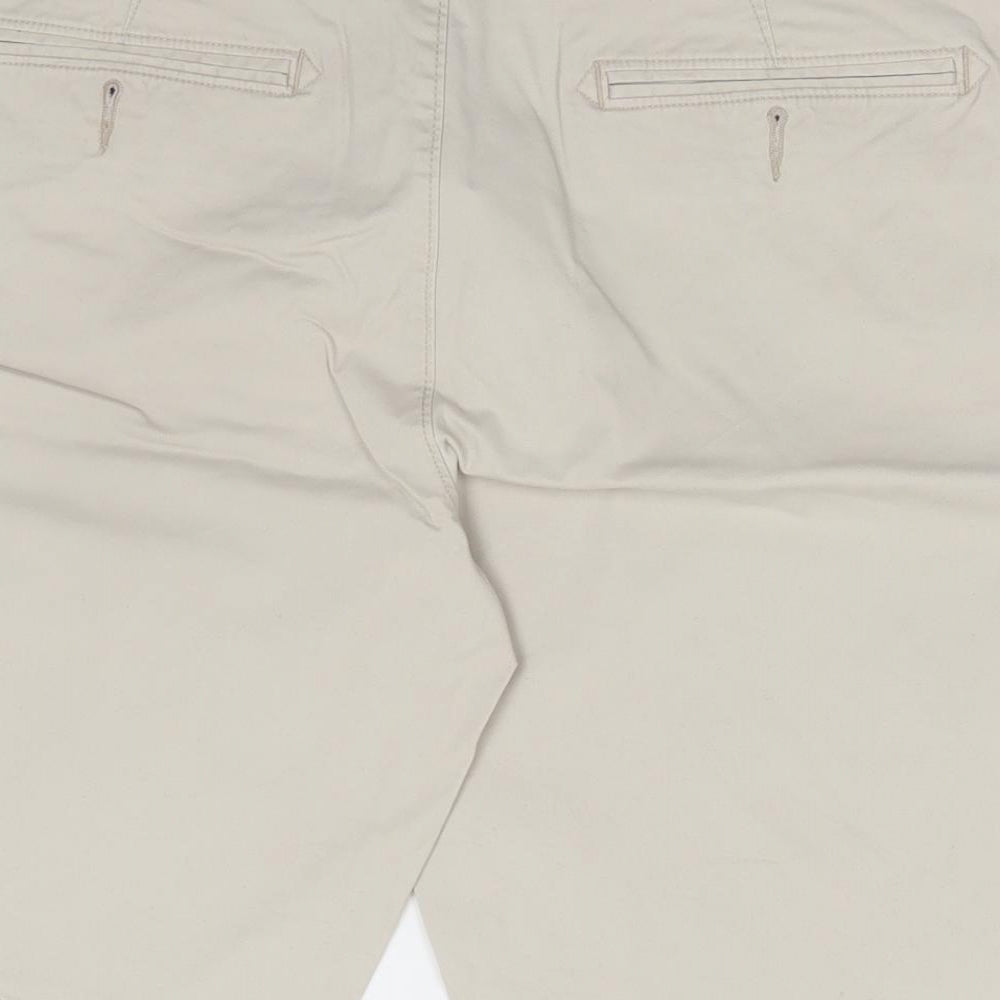 Dunnes Stores Mens Beige Cotton Chino Shorts Size 36 in L11 in Regular Zip