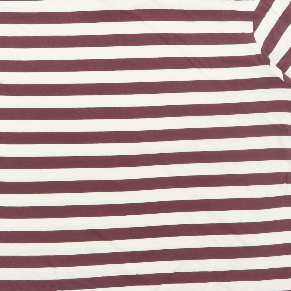 Farah Mens Red Striped Polyester T-Shirt Size XL Round Neck