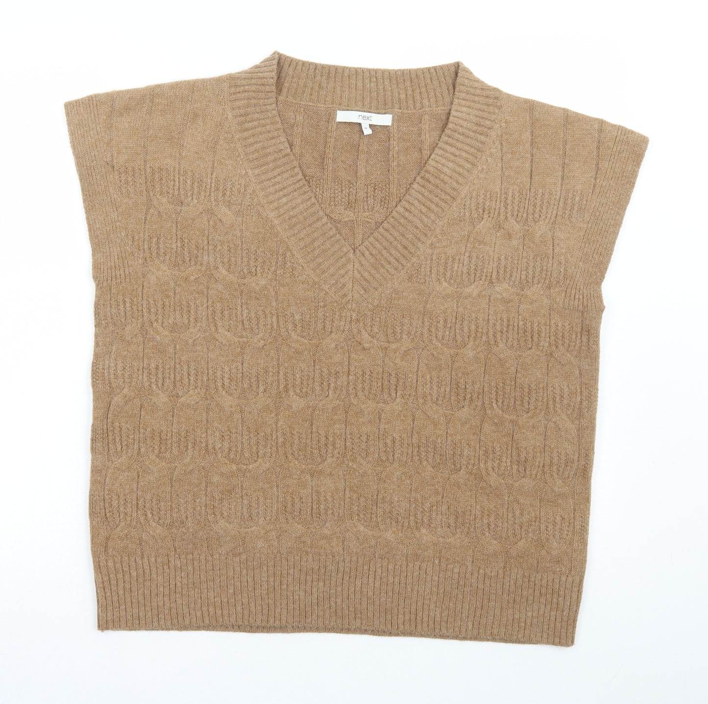 NEXT Womens Brown V-Neck Acrylic Vest Jumper Size M