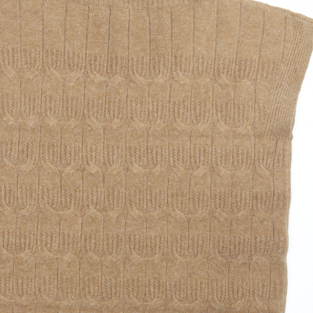 NEXT Womens Brown V-Neck Acrylic Vest Jumper Size M
