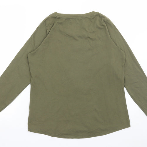 George Womens Green Cotton Basic T-Shirt Size 14 Round Neck - Owl