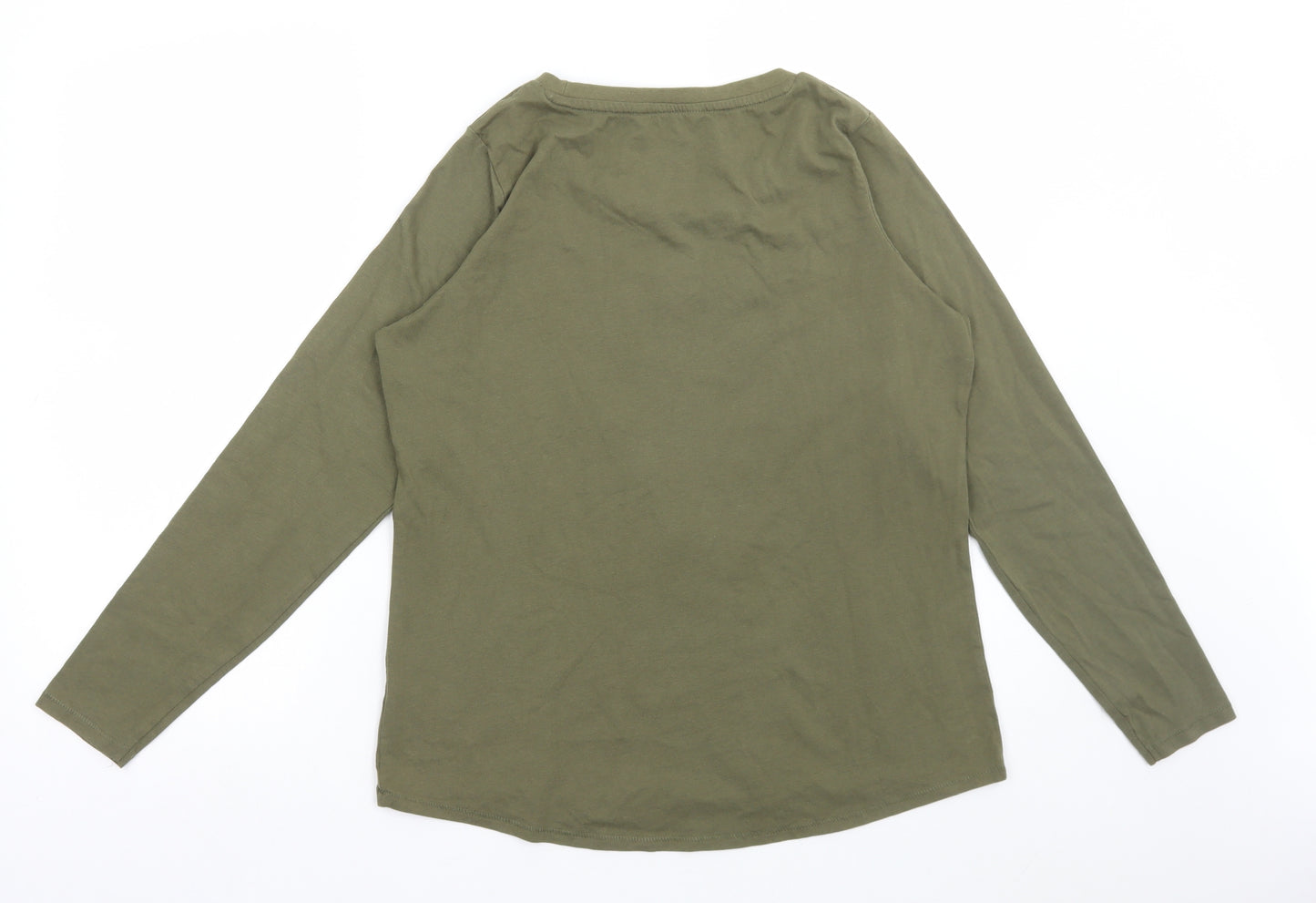 George Womens Green Cotton Basic T-Shirt Size 14 Round Neck - Owl