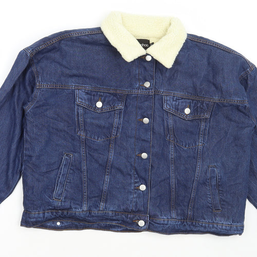 Boohoo Womens Blue Jacket Size 14 Button