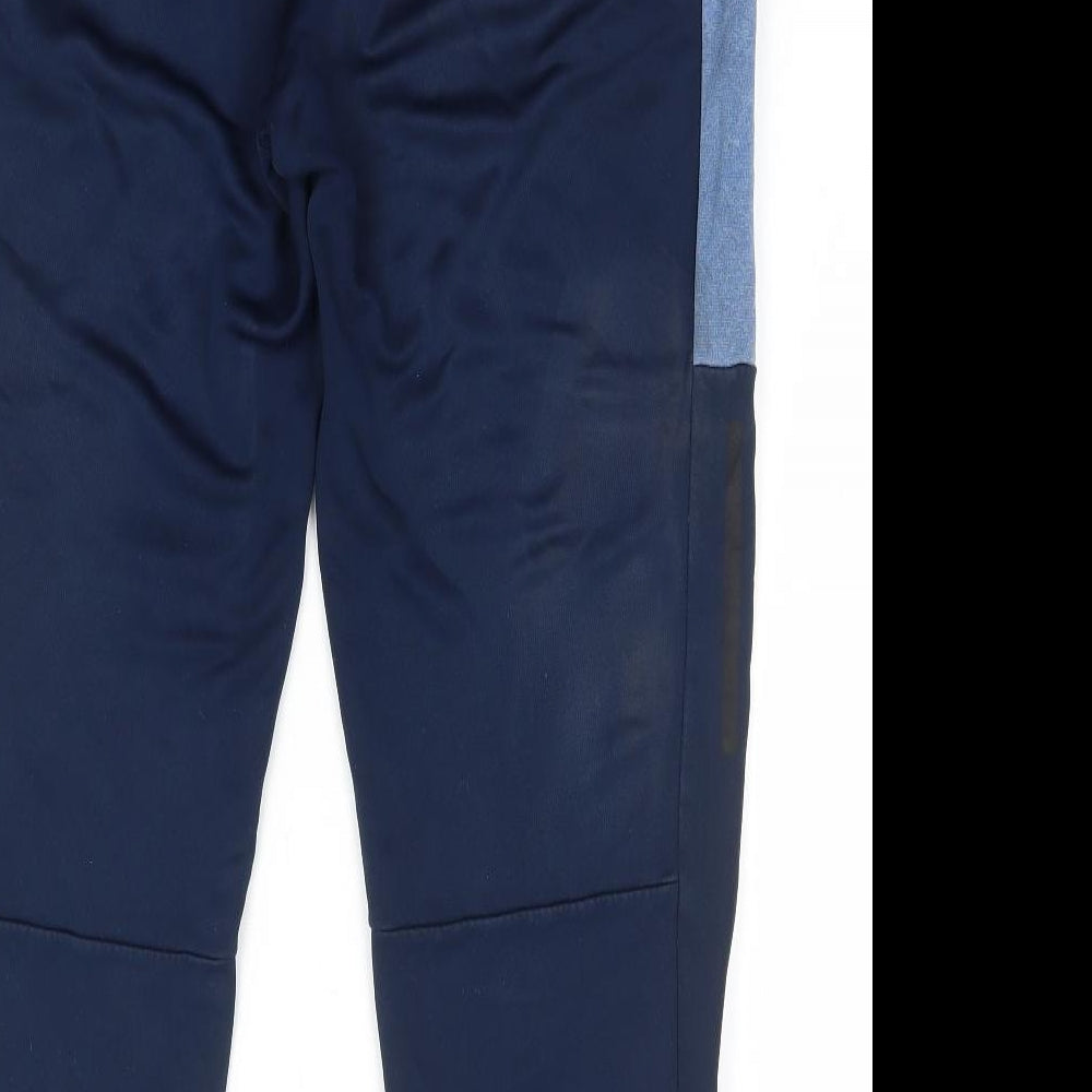 adidas Mens Blue Polyester Jogger Trousers Size L L28 in Regular Drawstring