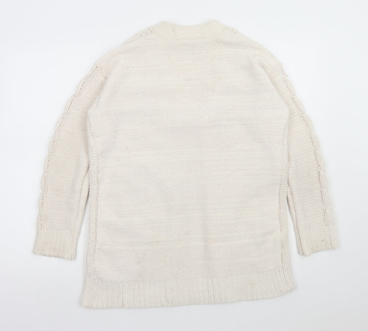 Matalan Girls White V-Neck Polyester Cardigan Jumper Size 12 Years Pullover