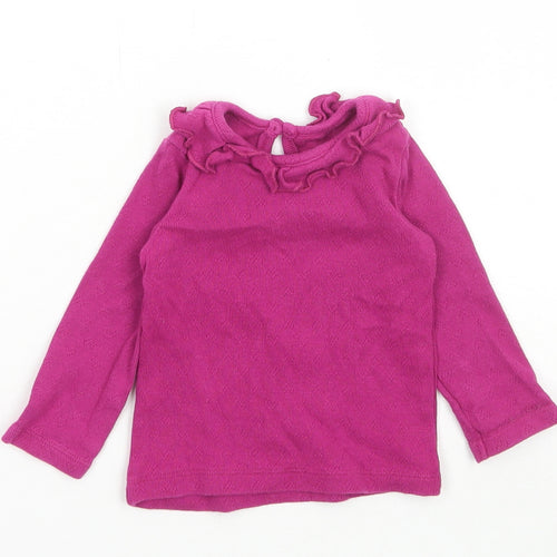 Dunnes Stores Girls Purple Cotton Basic T-Shirt Size 6-9 Months Round Neck Pullover