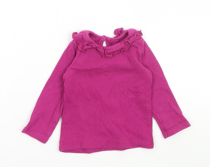 Dunnes Stores Girls Purple Cotton Basic T-Shirt Size 6-9 Months Round Neck Pullover