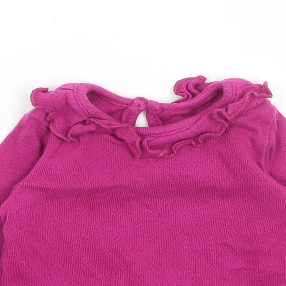 Dunnes Stores Girls Purple Cotton Basic T-Shirt Size 6-9 Months Round Neck Pullover