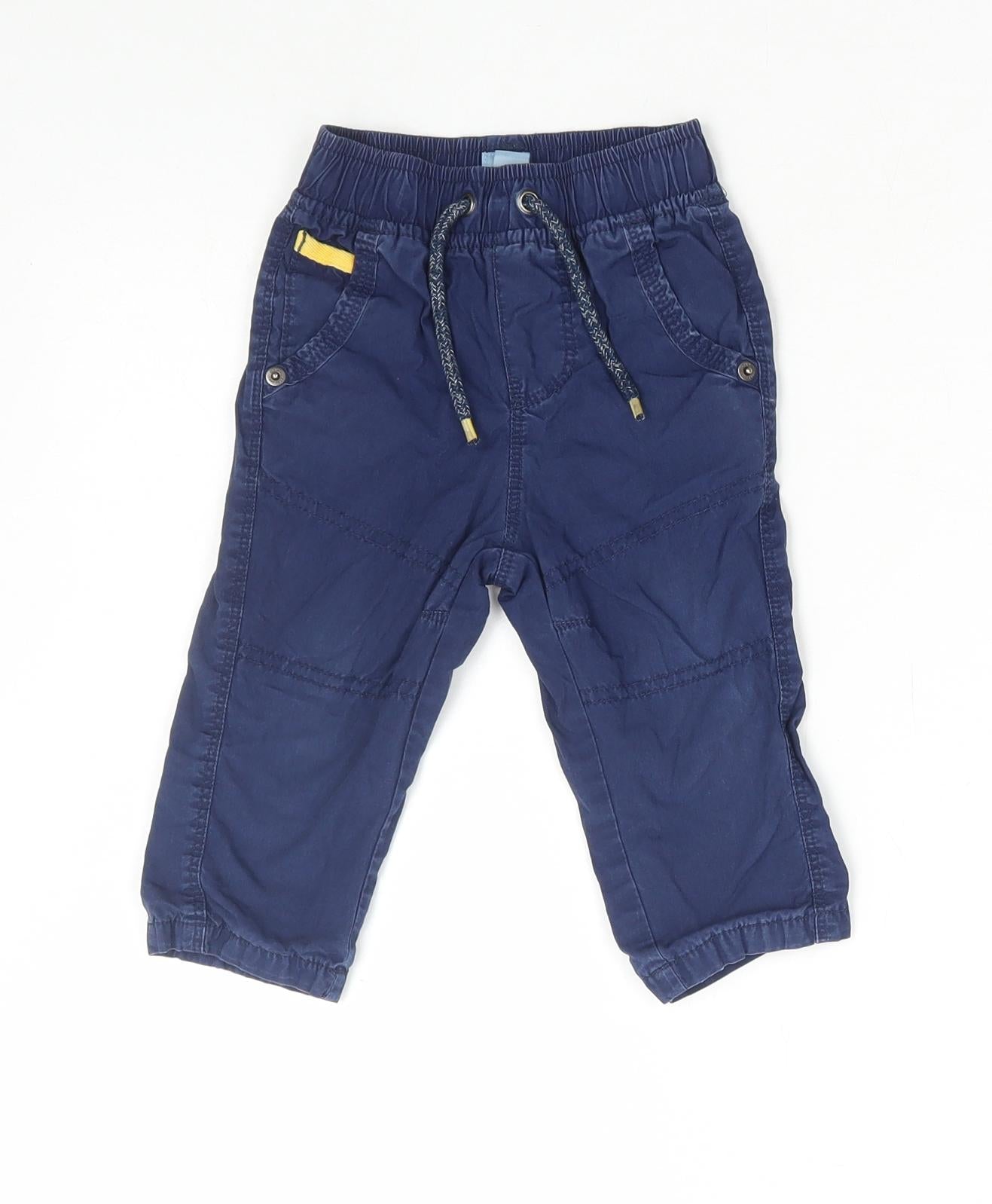 Gap Baby Blue Cotton Cargo Trousers Size 12-18 Months Drawstring