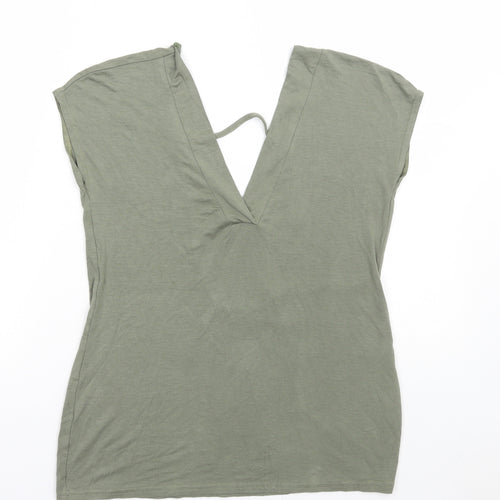 Boohoo Womens Green Polyester Basic Blouse Size 12 V-Neck