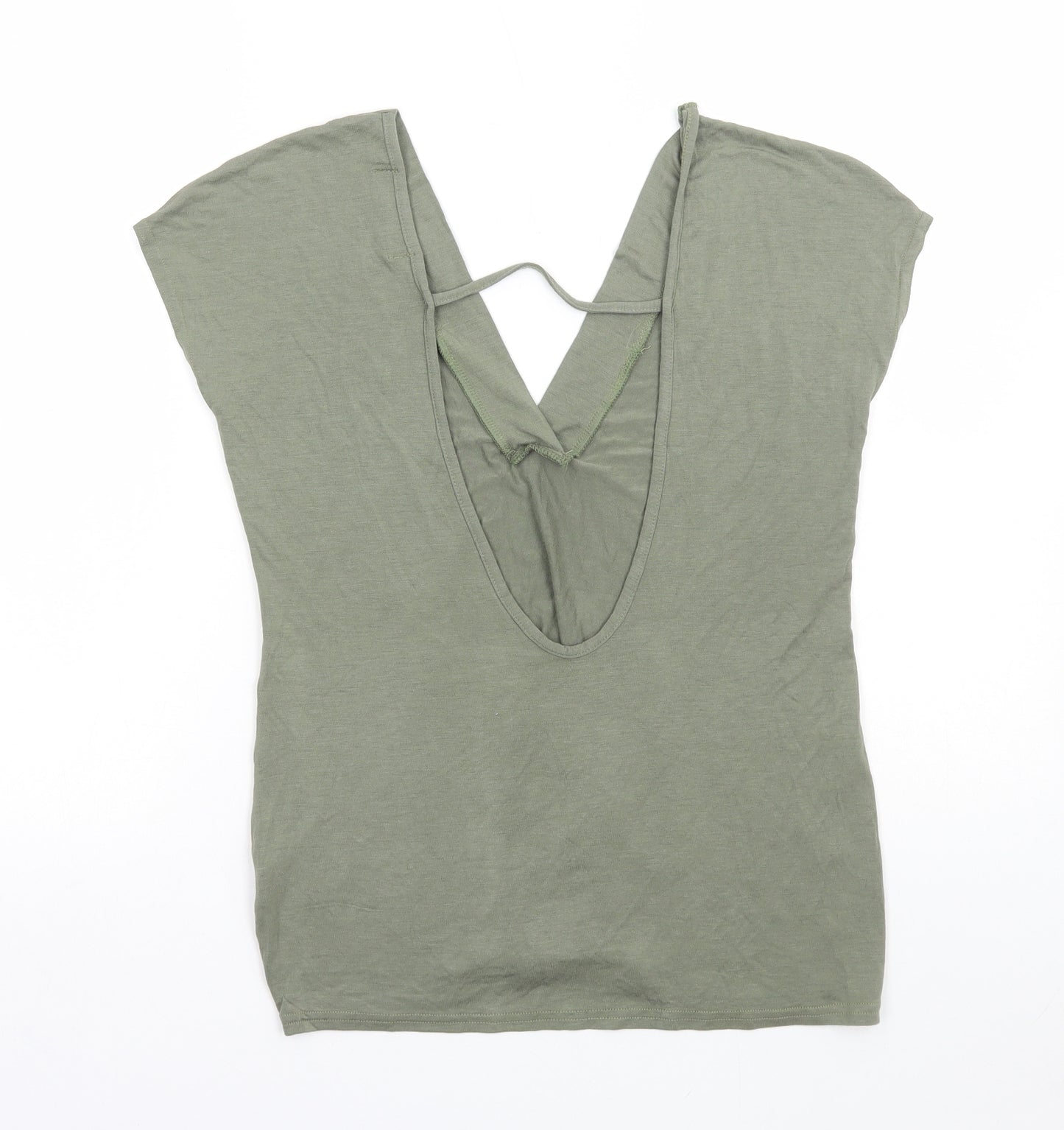 Boohoo Womens Green Polyester Basic Blouse Size 12 V-Neck