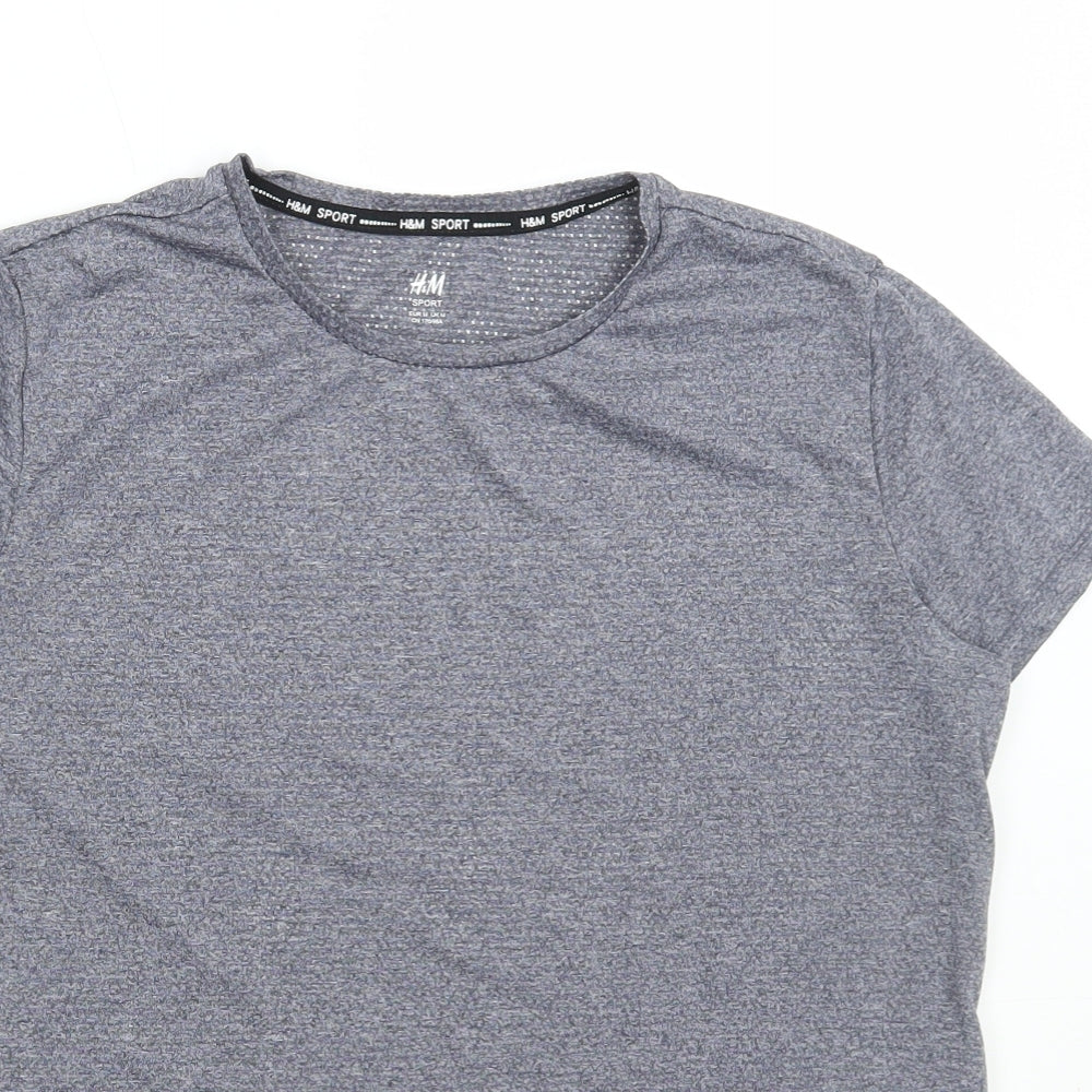 H&M Womens Grey Polyester Basic T-Shirt Size M Round Neck Pullover