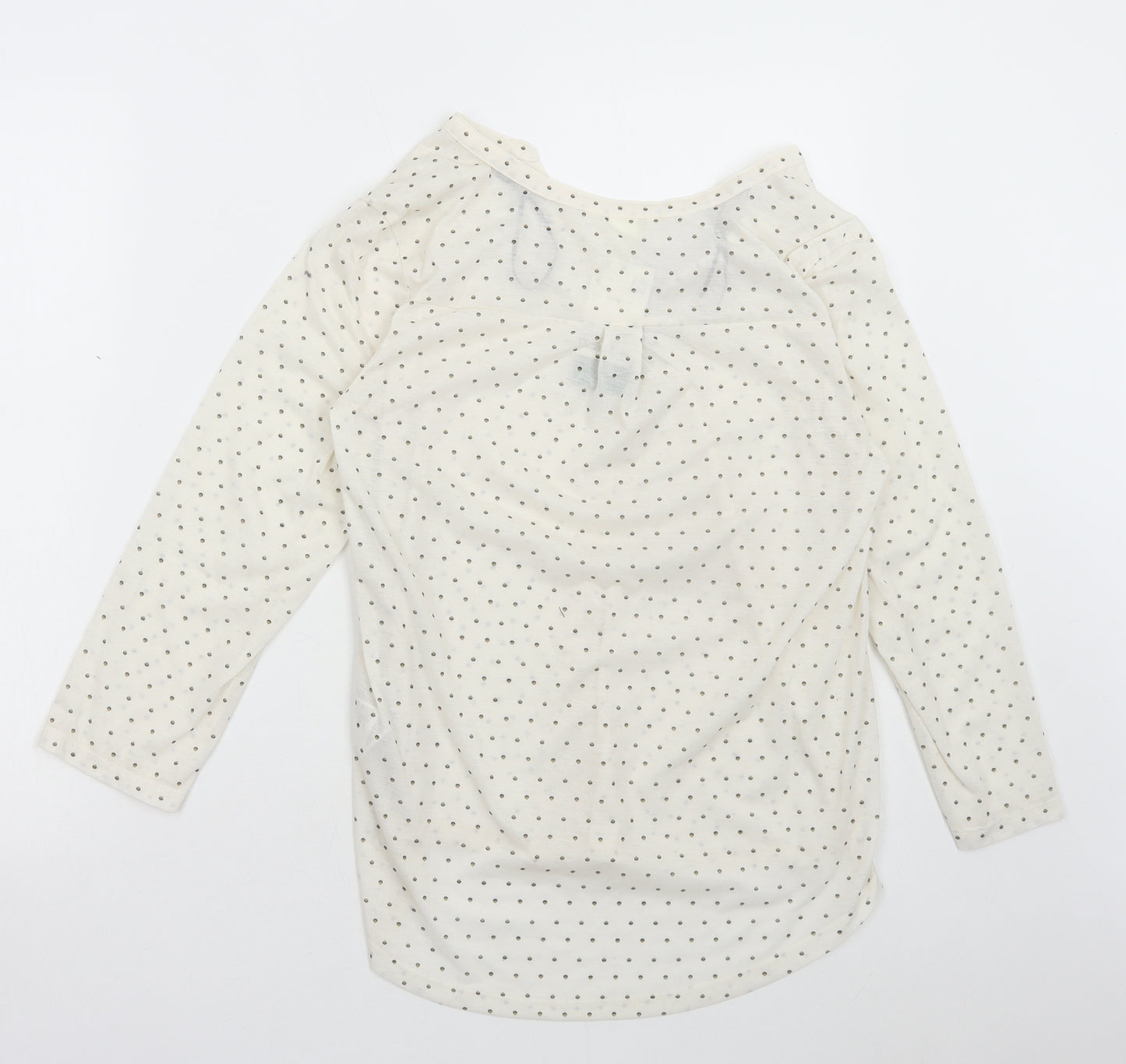 Monsoon Womens Ivory Polka Dot Polyester Basic Blouse Size M Collared