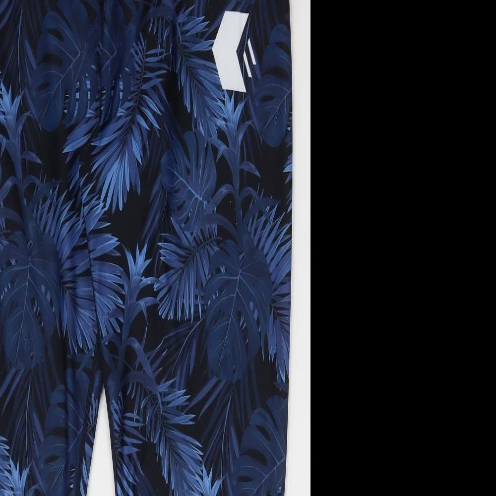 Element Karbon Womens Blue Floral Elastane Compression Leggings Size 14 L25 in Regular Pullover