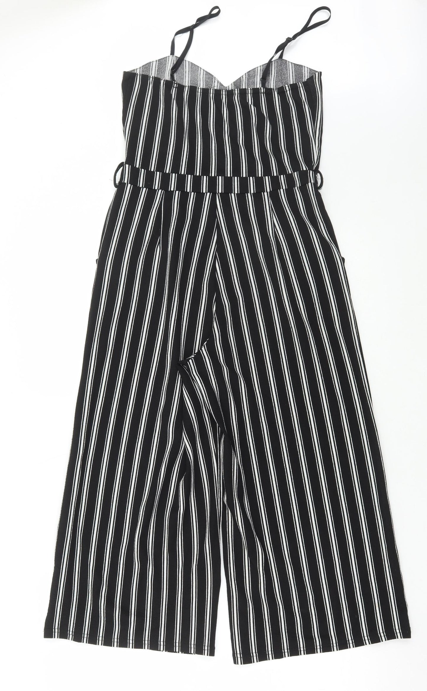 Ally Womens Black Striped Polyester Playsuit One-Piece Size 10 L21 in Pullover