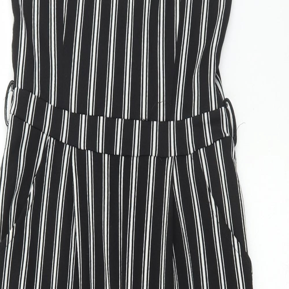 Ally Womens Black Striped Polyester Playsuit One-Piece Size 10 L21 in Pullover