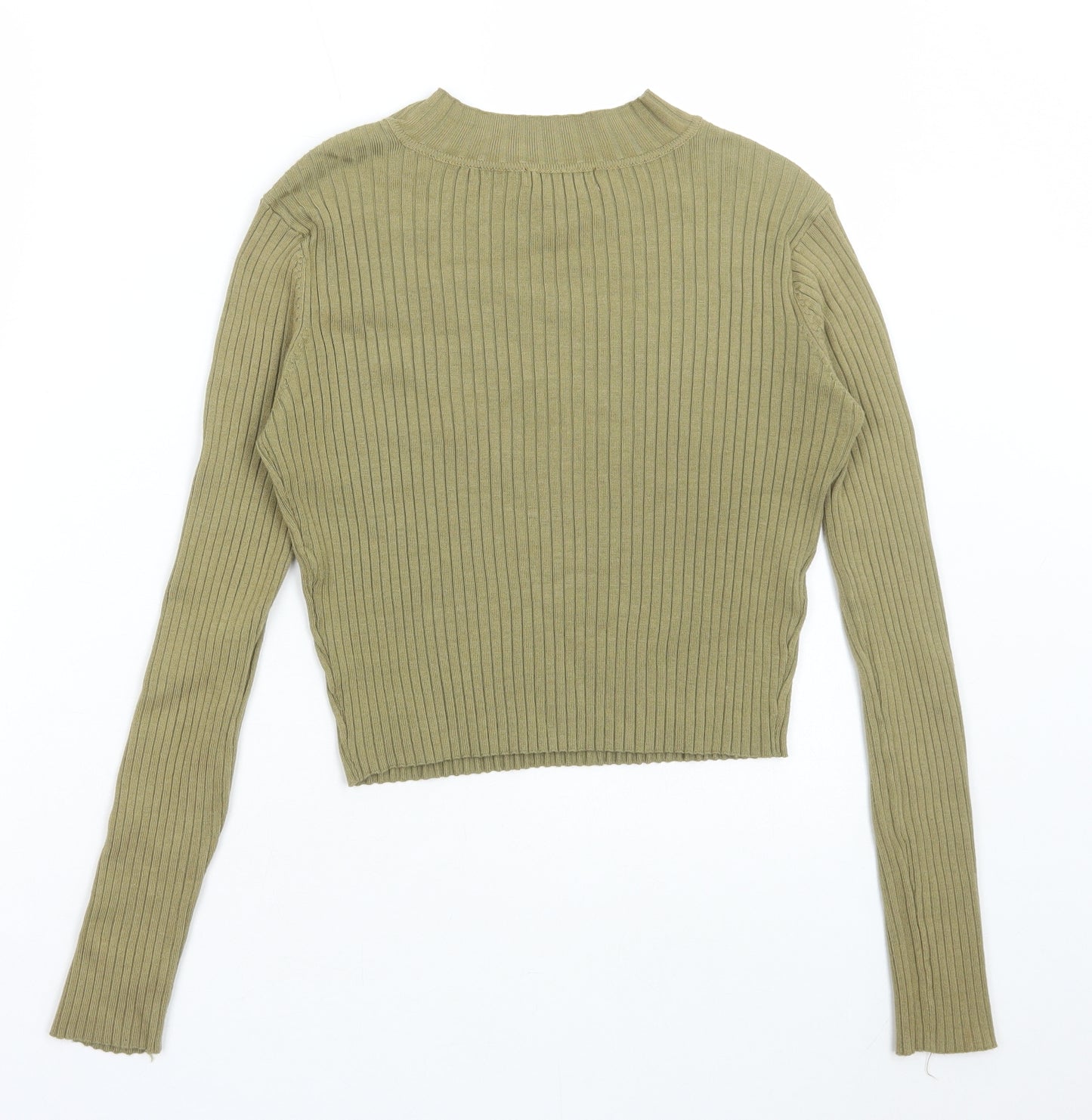 Cotton:On Womens Green Boat Neck Acrylic Pullover Jumper Size S - Cropped
