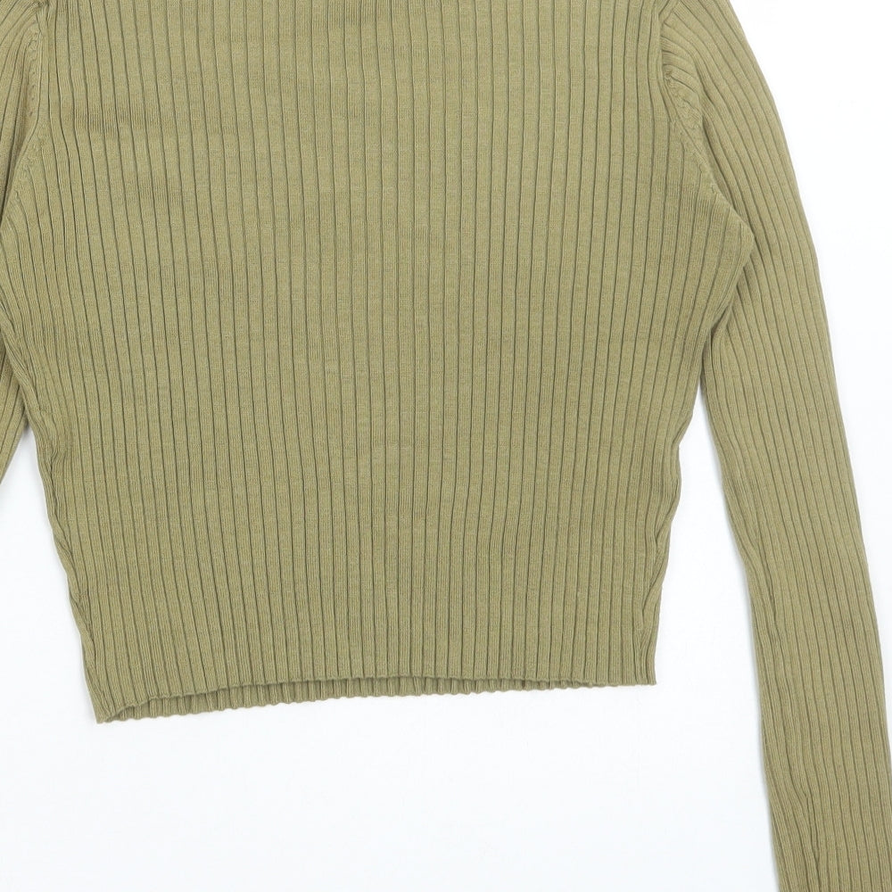 Cotton:On Womens Green Boat Neck Acrylic Pullover Jumper Size S - Cropped