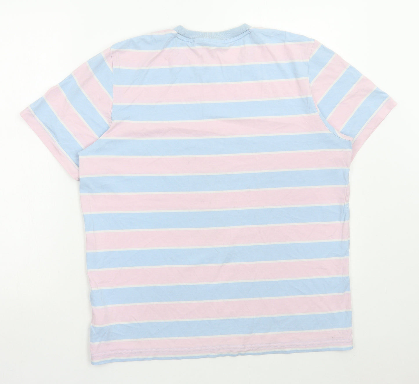 adidas Womens Multicoloured Striped Cotton Basic T-Shirt Size M Round Neck