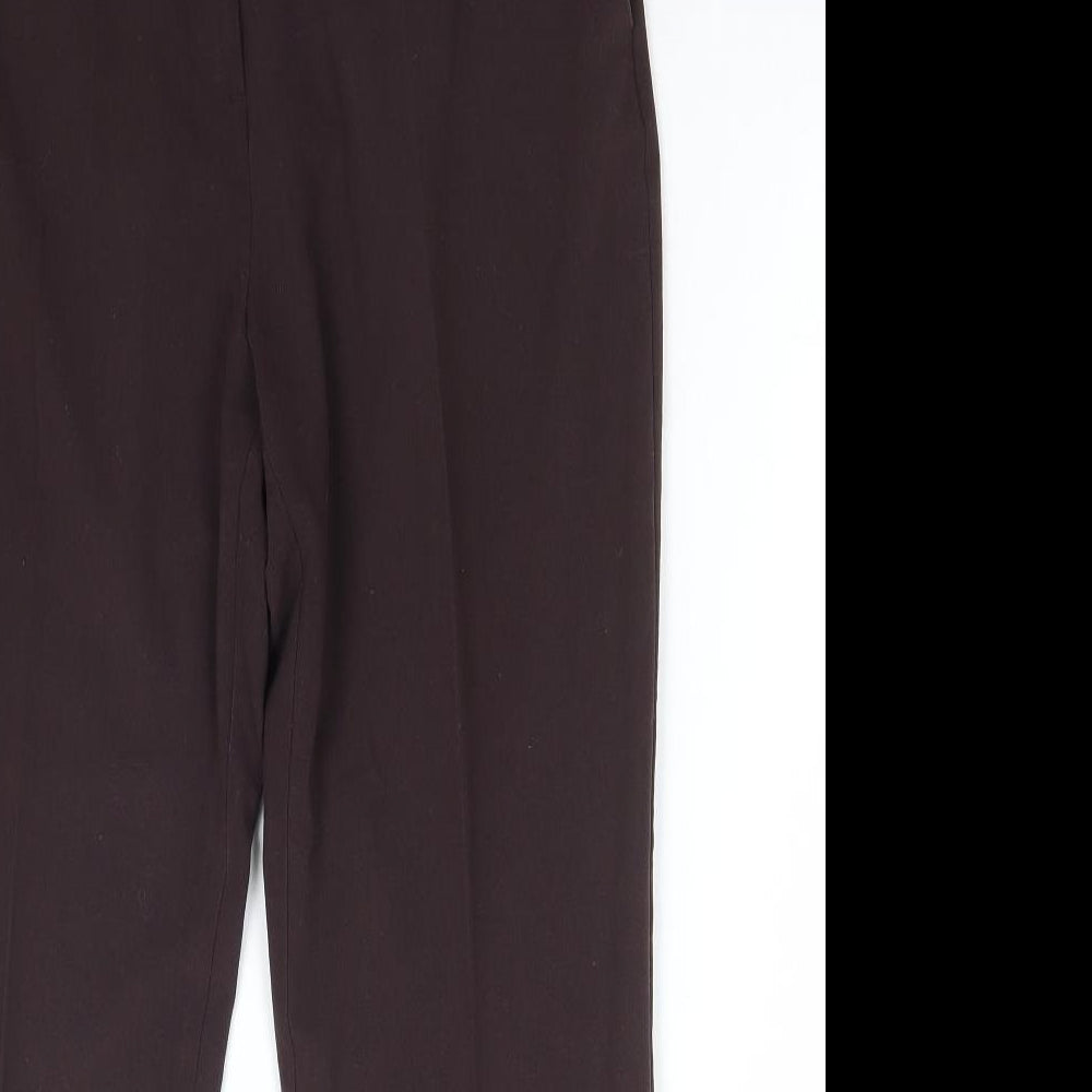 Marks and Spencer Womens Brown Polyester Trousers Size 34 in L28 in Regular Button