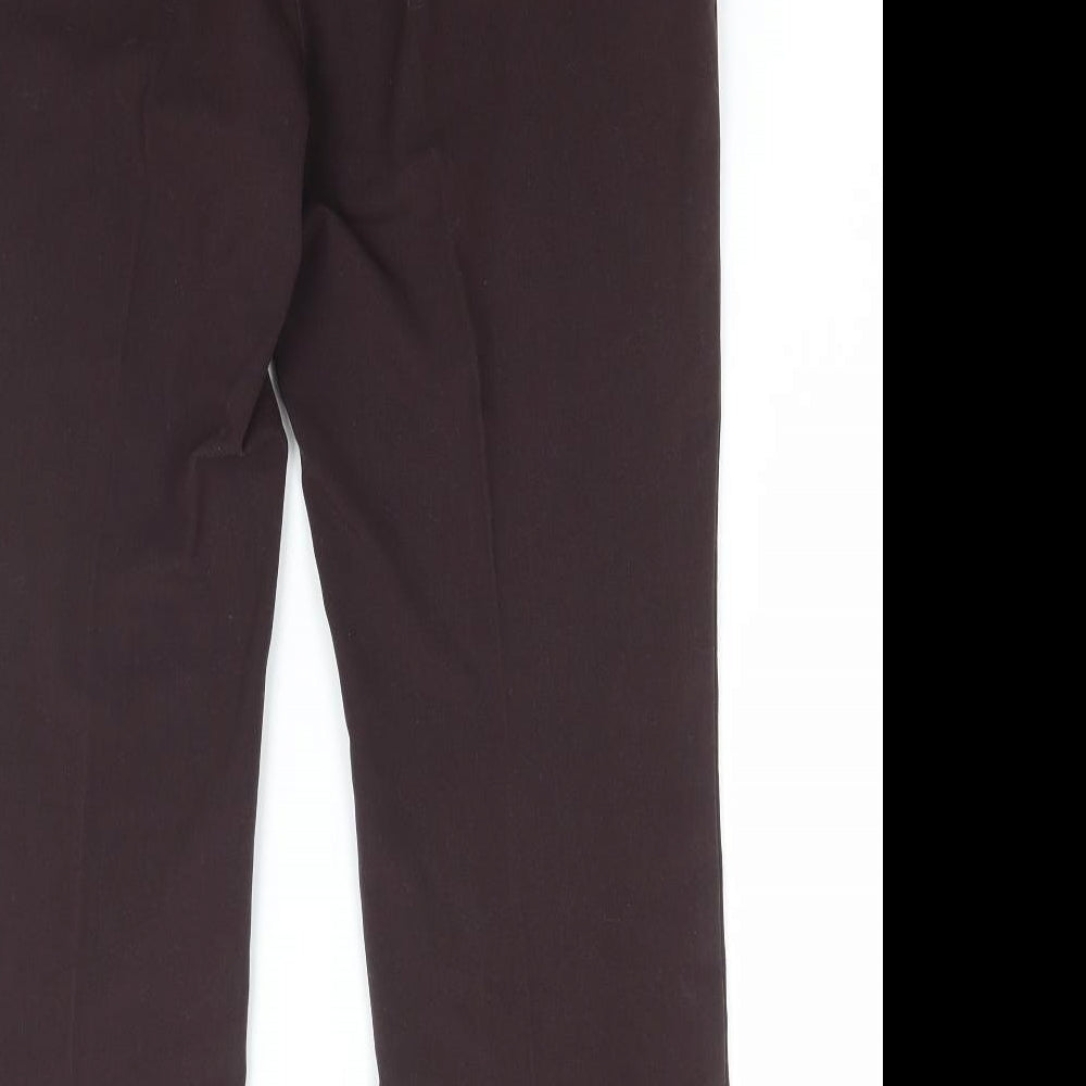 Marks and Spencer Womens Brown Polyester Trousers Size 34 in L28 in Regular Button