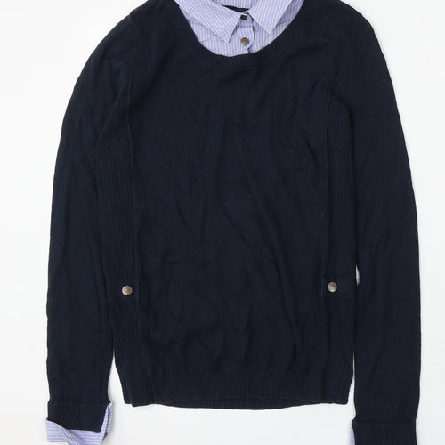 NEXT Womens Blue Collared Cotton Pullover Jumper Size 8 - Collared