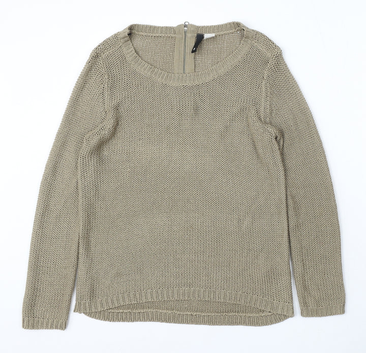 H&M Womens Brown Round Neck Acrylic Pullover Jumper Size 8