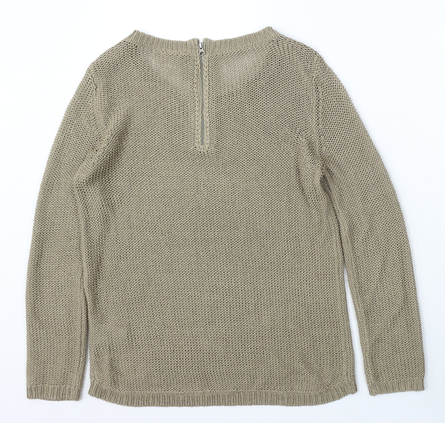 H&M Womens Brown Round Neck Acrylic Pullover Jumper Size 8