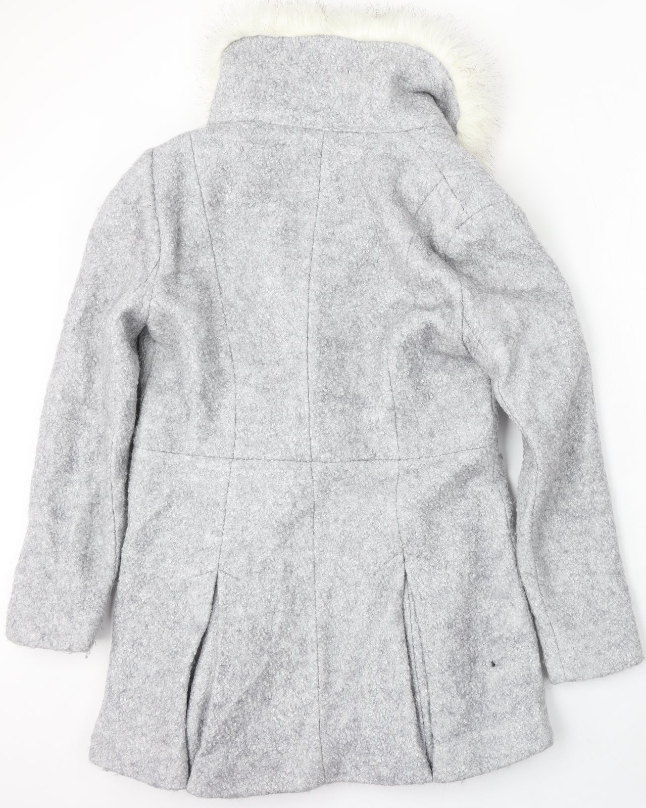 Select Womens Grey Pea Coat Coat Size 14 Button