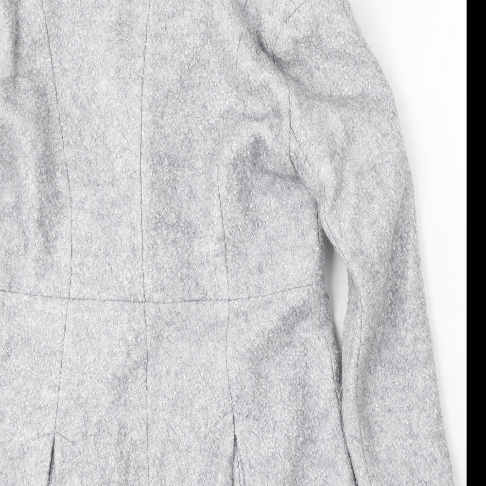 Select Womens Grey Pea Coat Coat Size 14 Button