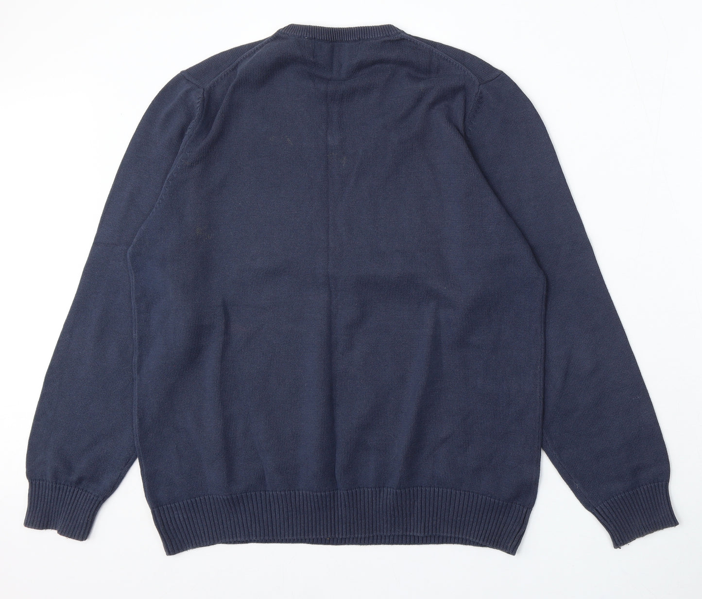 Winterbeck Mens Blue V-Neck Cotton Pullover Jumper Size L