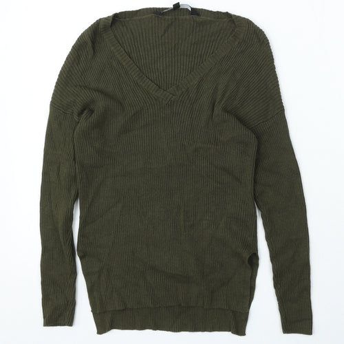 915 Generation Girls Green V-Neck Viscose Pullover Jumper Size 10-11 Years