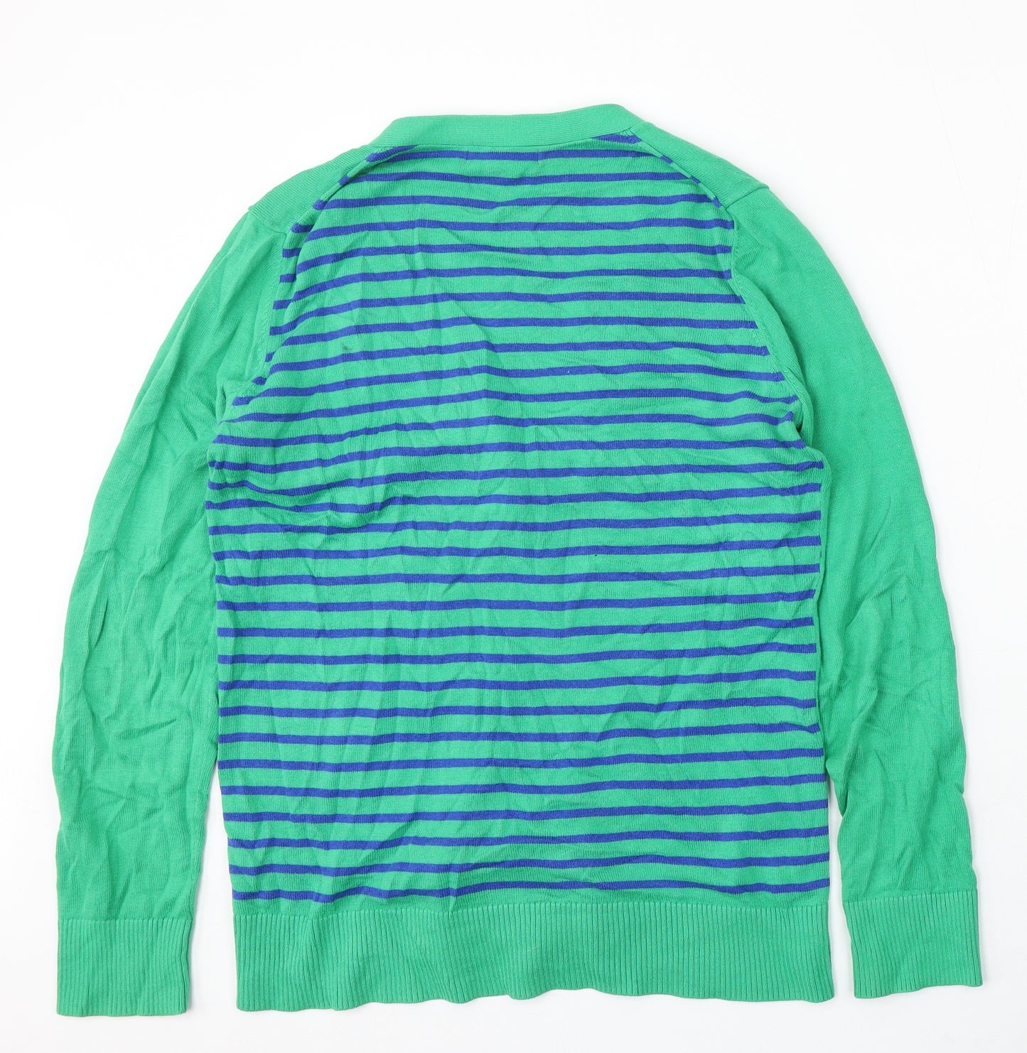 Banana Republic Womens Green V-Neck Striped Cotton Cardigan Jumper Size L