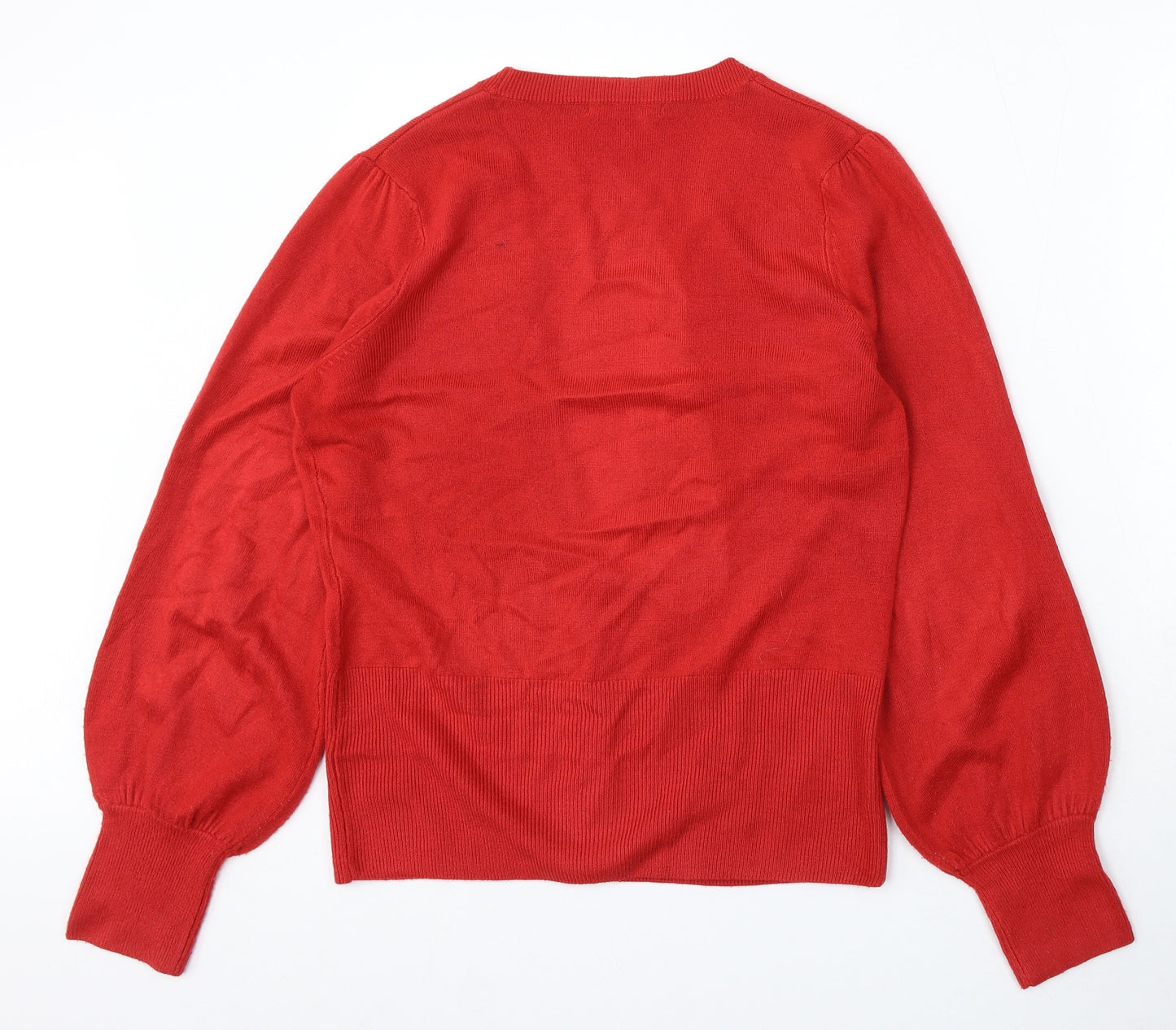 George Womens Red V-Neck Acrylic Cardigan Jumper Size 16