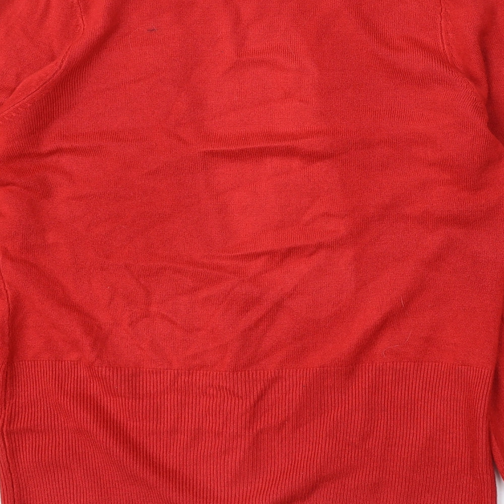 George Womens Red V-Neck Acrylic Cardigan Jumper Size 16