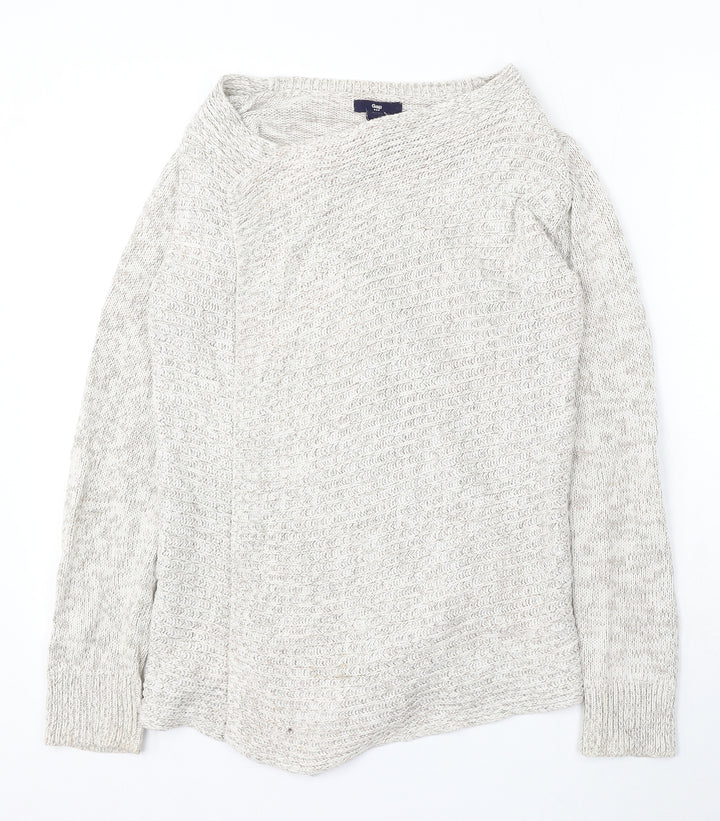 Gap Womens Beige Round Neck Cotton Wrap Jumper Size S