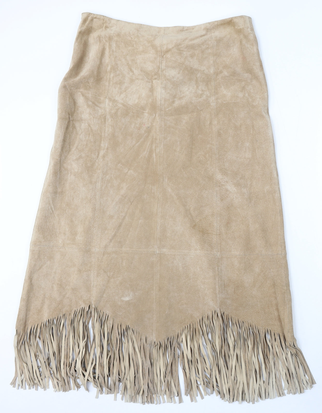 Wallis Womens Beige Leather A-Line Skirt Size 16