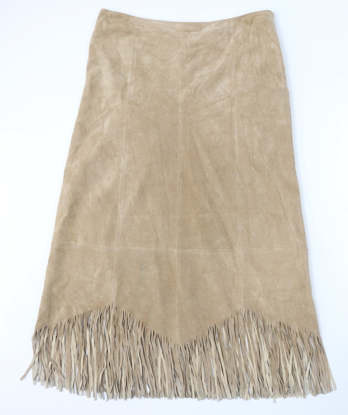 Wallis Womens Beige Leather A-Line Skirt Size 16