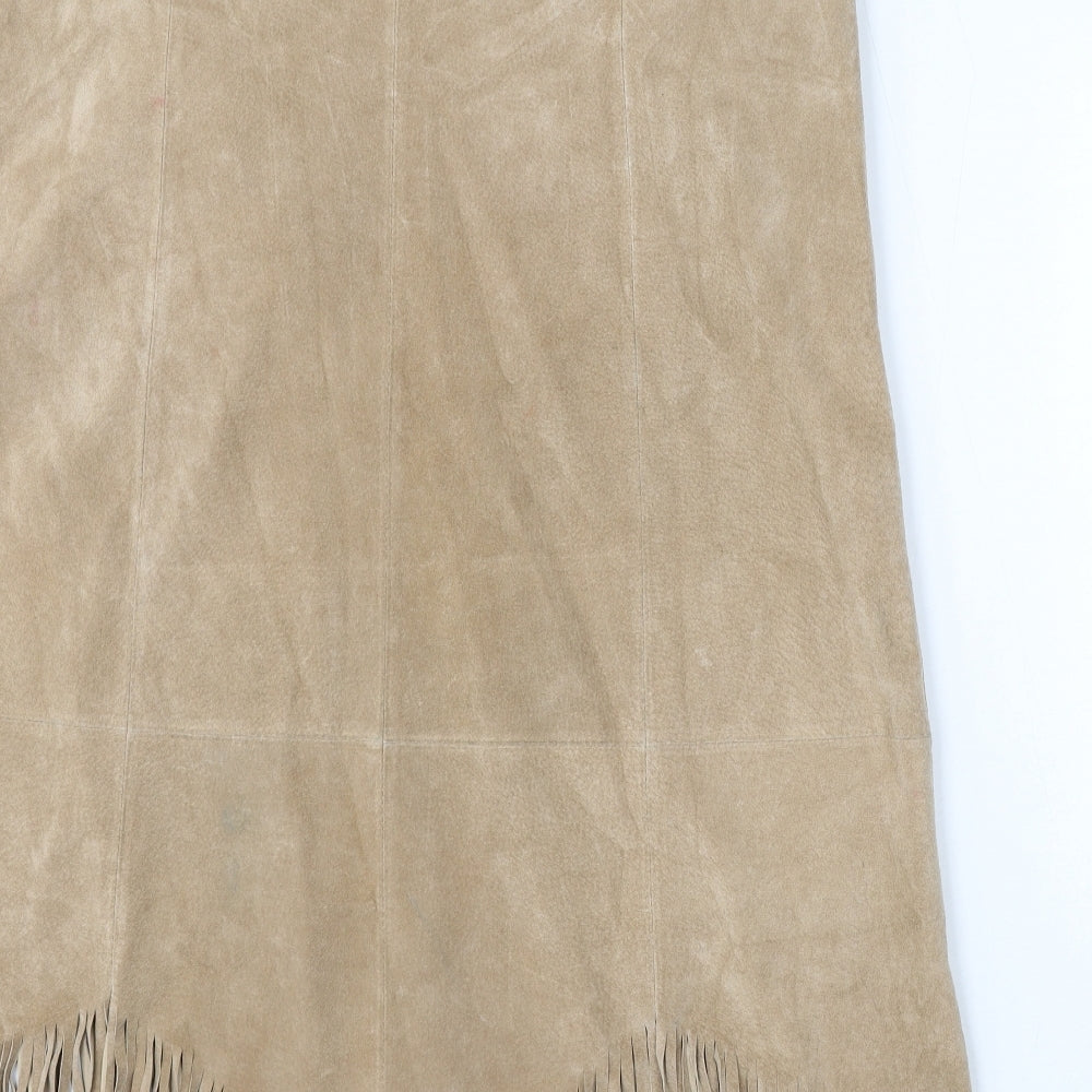 Wallis Womens Beige Leather A-Line Skirt Size 16