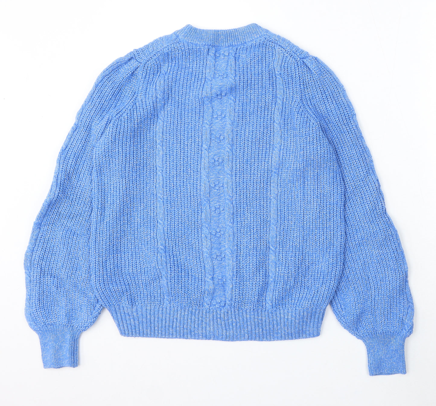 Marks and Spencer Womens Blue Round Neck Cotton Pullover Jumper Size 10