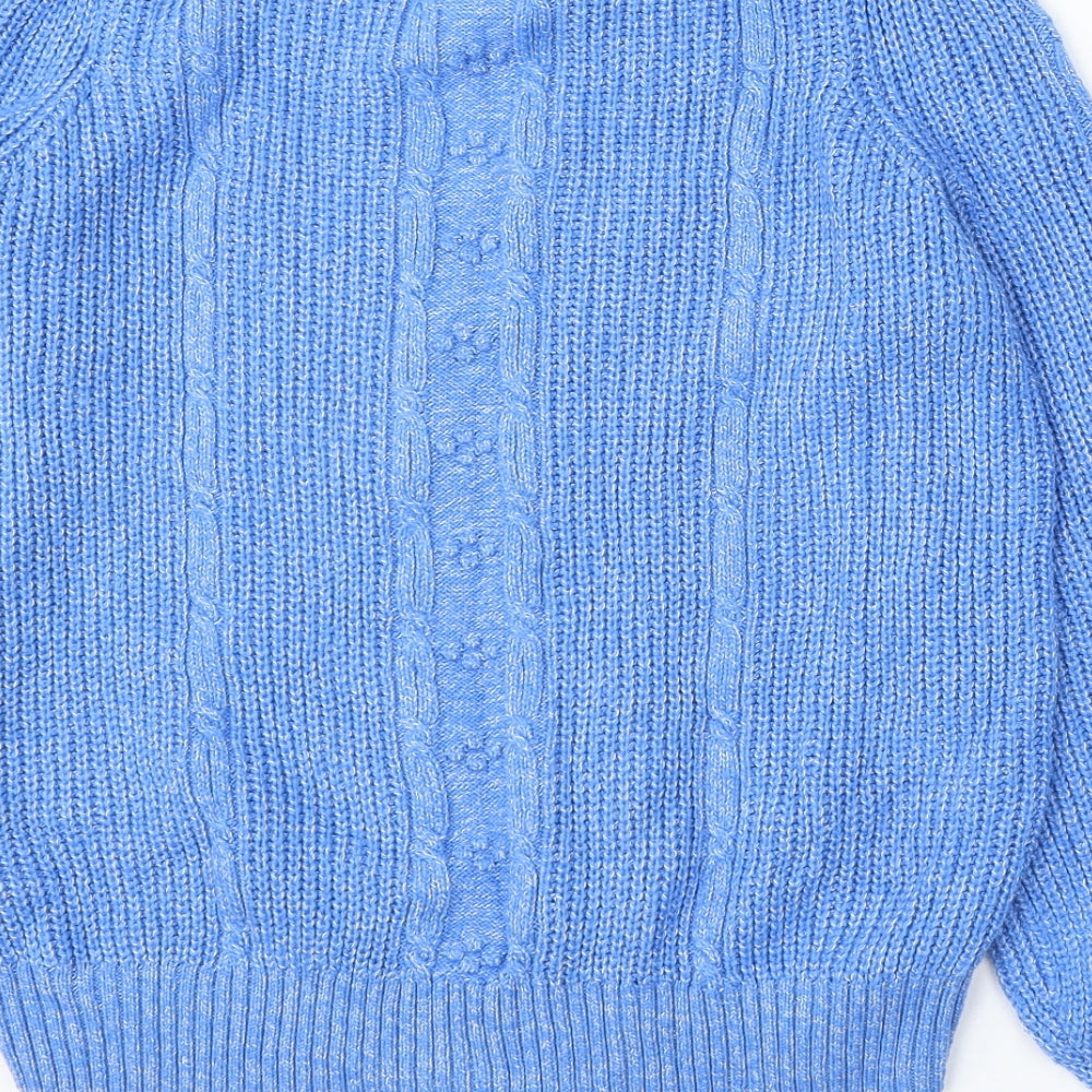 Marks and Spencer Womens Blue Round Neck Cotton Pullover Jumper Size 10