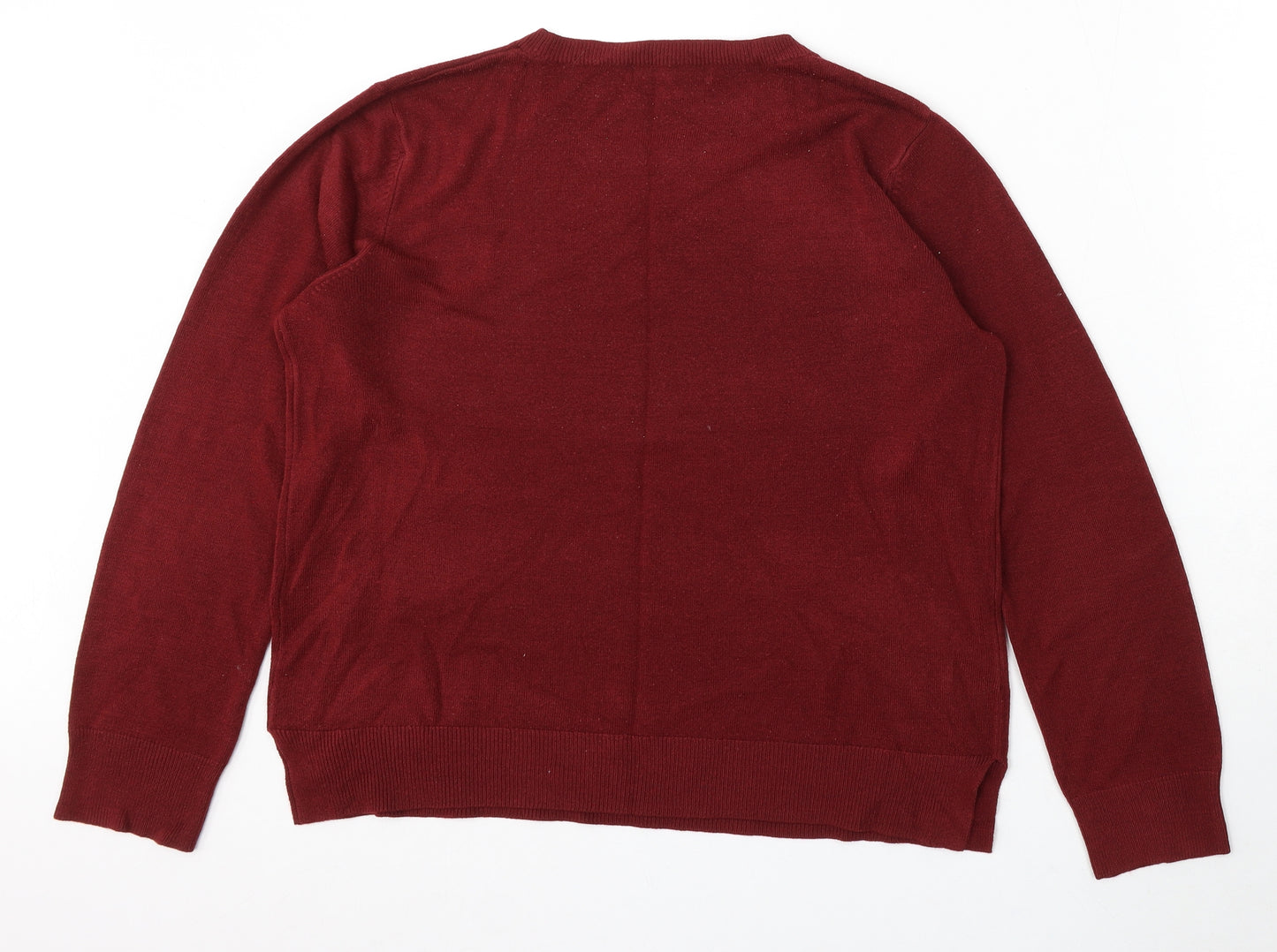 Marks and Spencer Womens Red Round Neck Acrylic Pullover Jumper Size 16