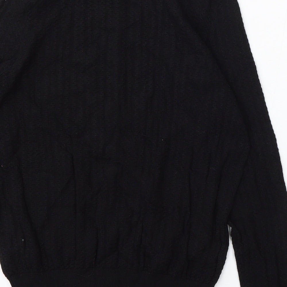 Papaya Womens Black Round Neck Cotton Cardigan Jumper Size 16