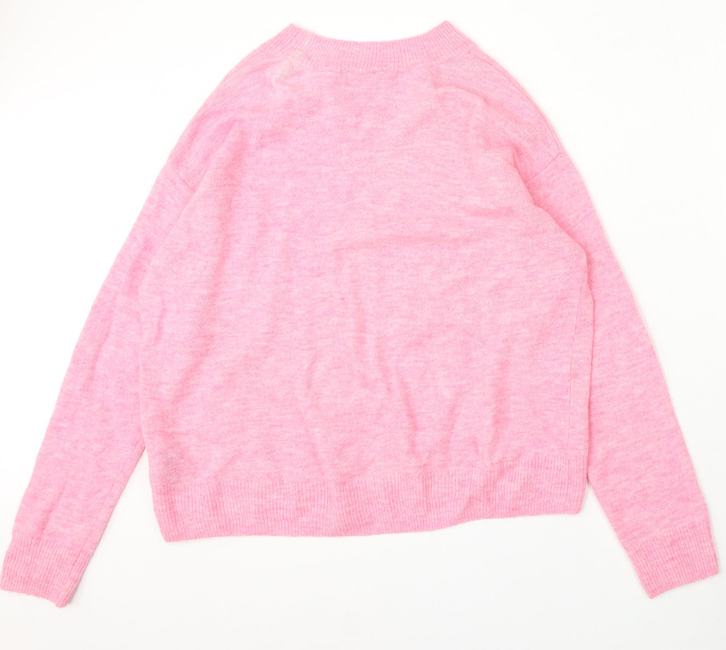 H&M Womens Pink Round Neck Acrylic Pullover Jumper Size M