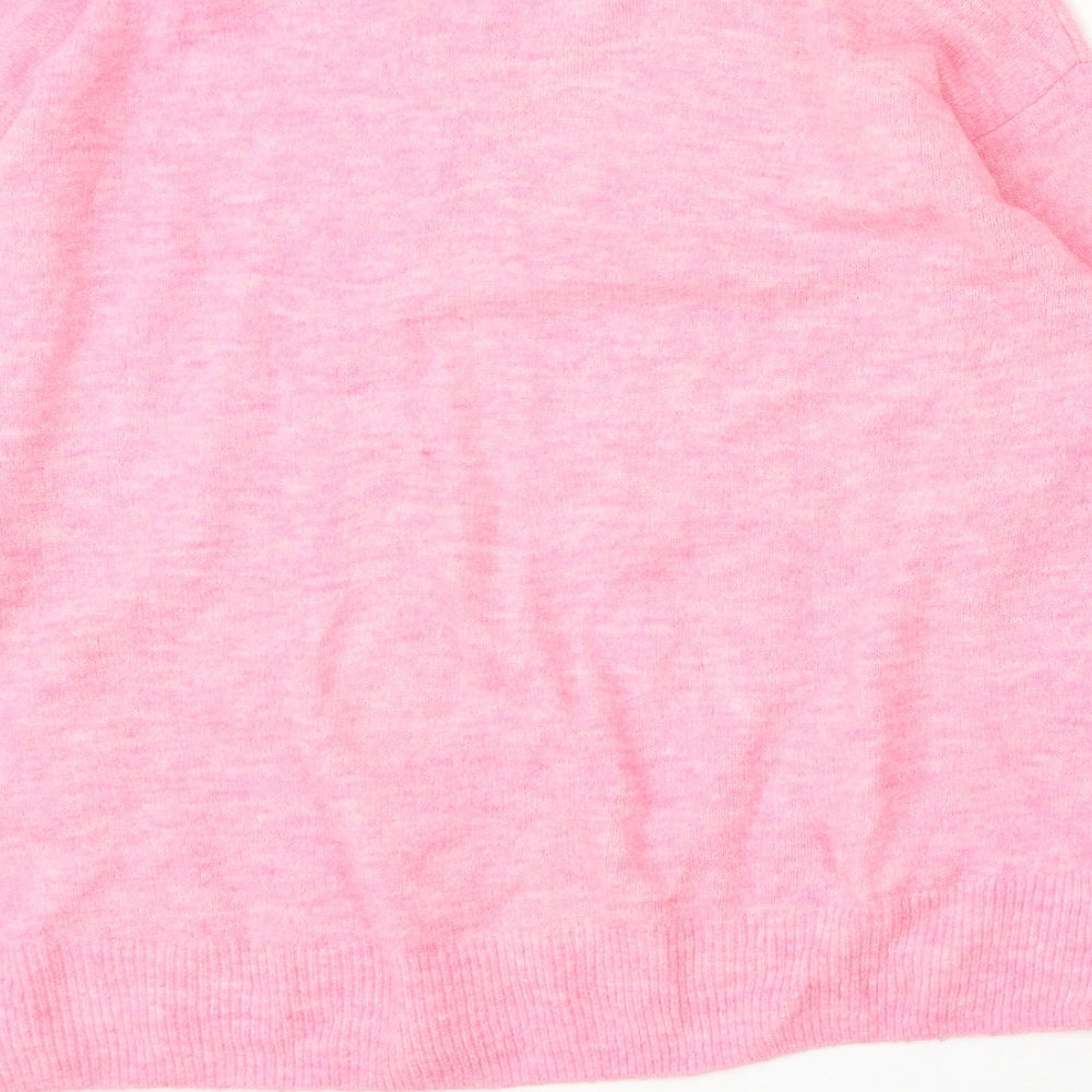H&M Womens Pink Round Neck Acrylic Pullover Jumper Size M
