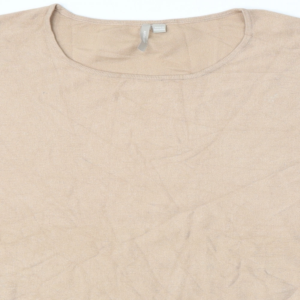 Anthology Womens Beige Round Neck Polyester Pullover Jumper One Size