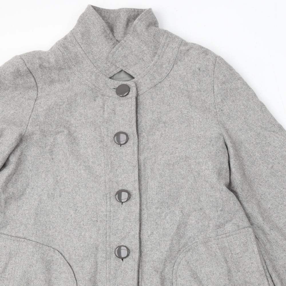 Ethel Austin Womens Grey Pea Coat Coat Size 12 Button