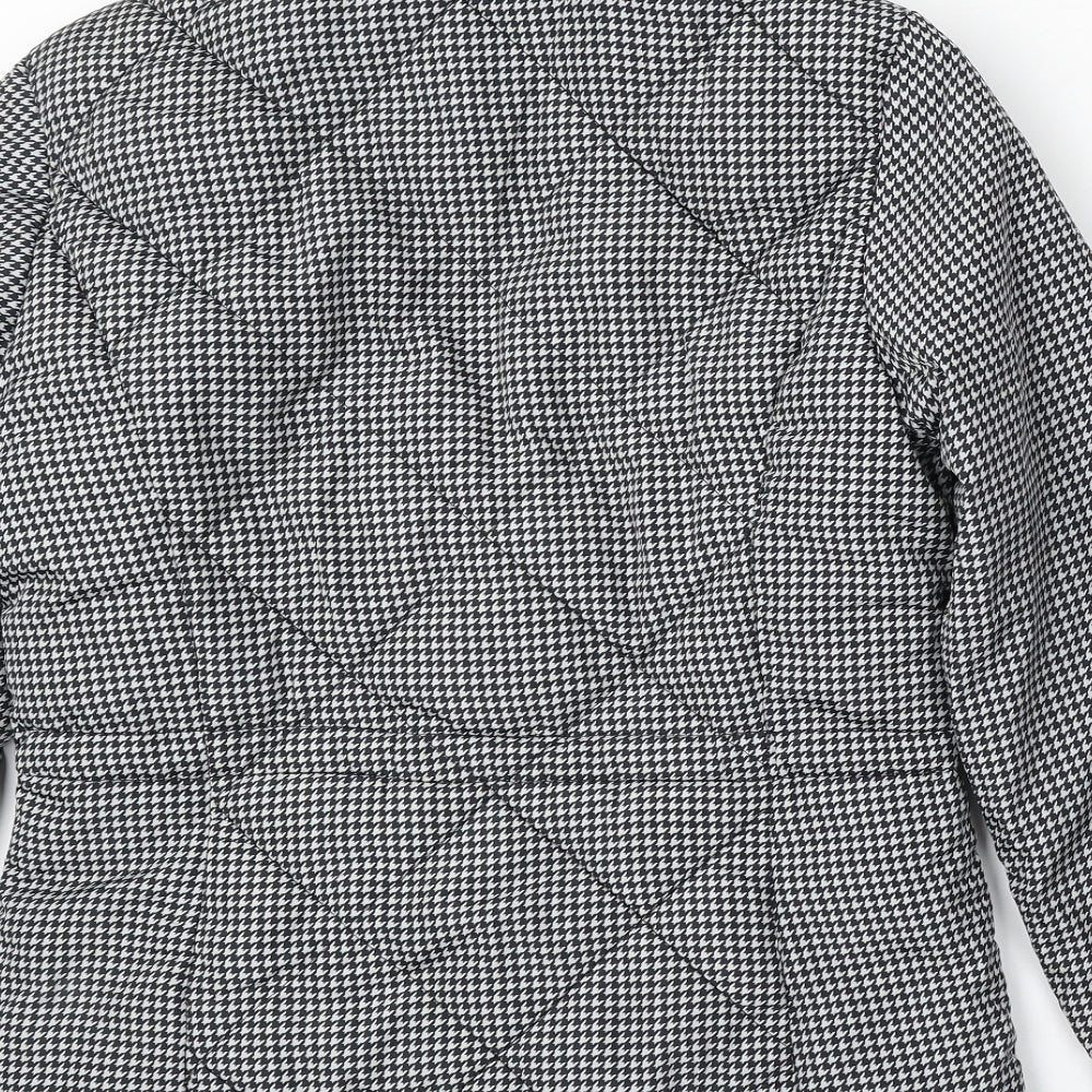 Marks and Spencer Womens Black Geometric Puffer Jacket Coat Size 8 Zip