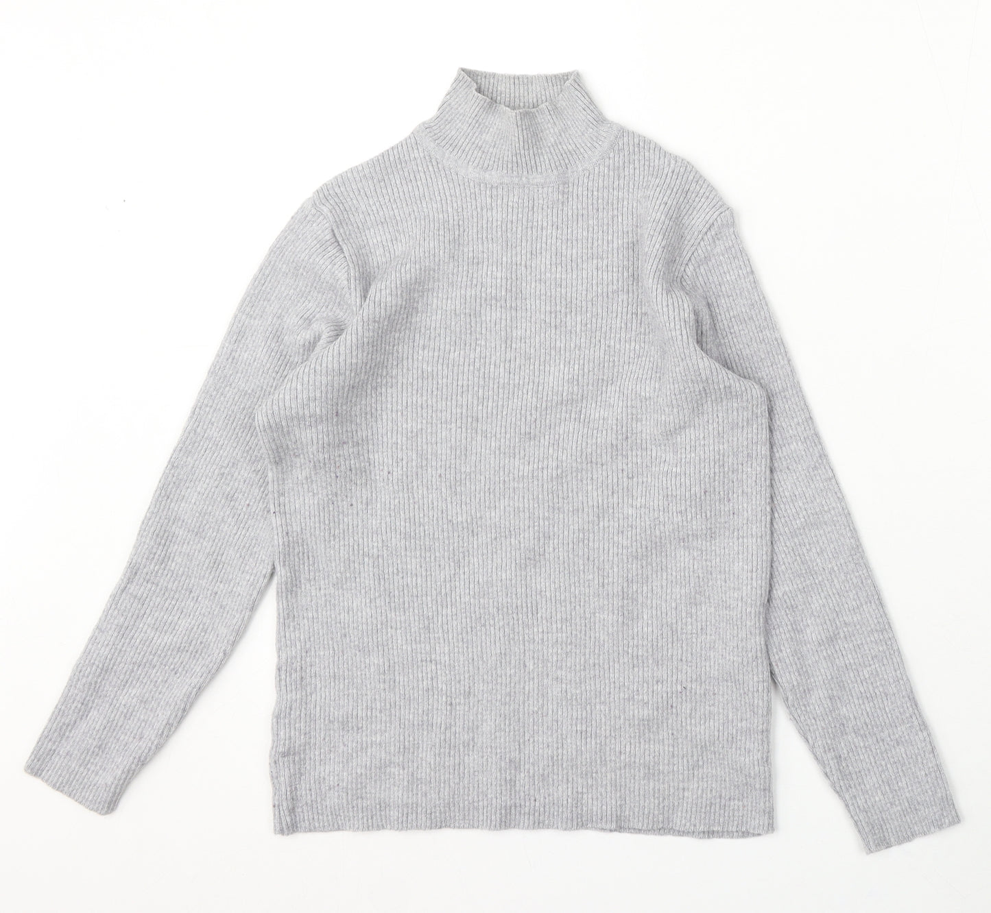 Damart Womens Grey Mock Neck Wool Pullover Jumper Size 14